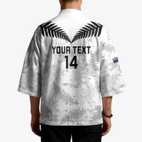 Custom New Zealand Silver Fern Football Kimono Go Aotearoa Grunge White - Polynesian Pride