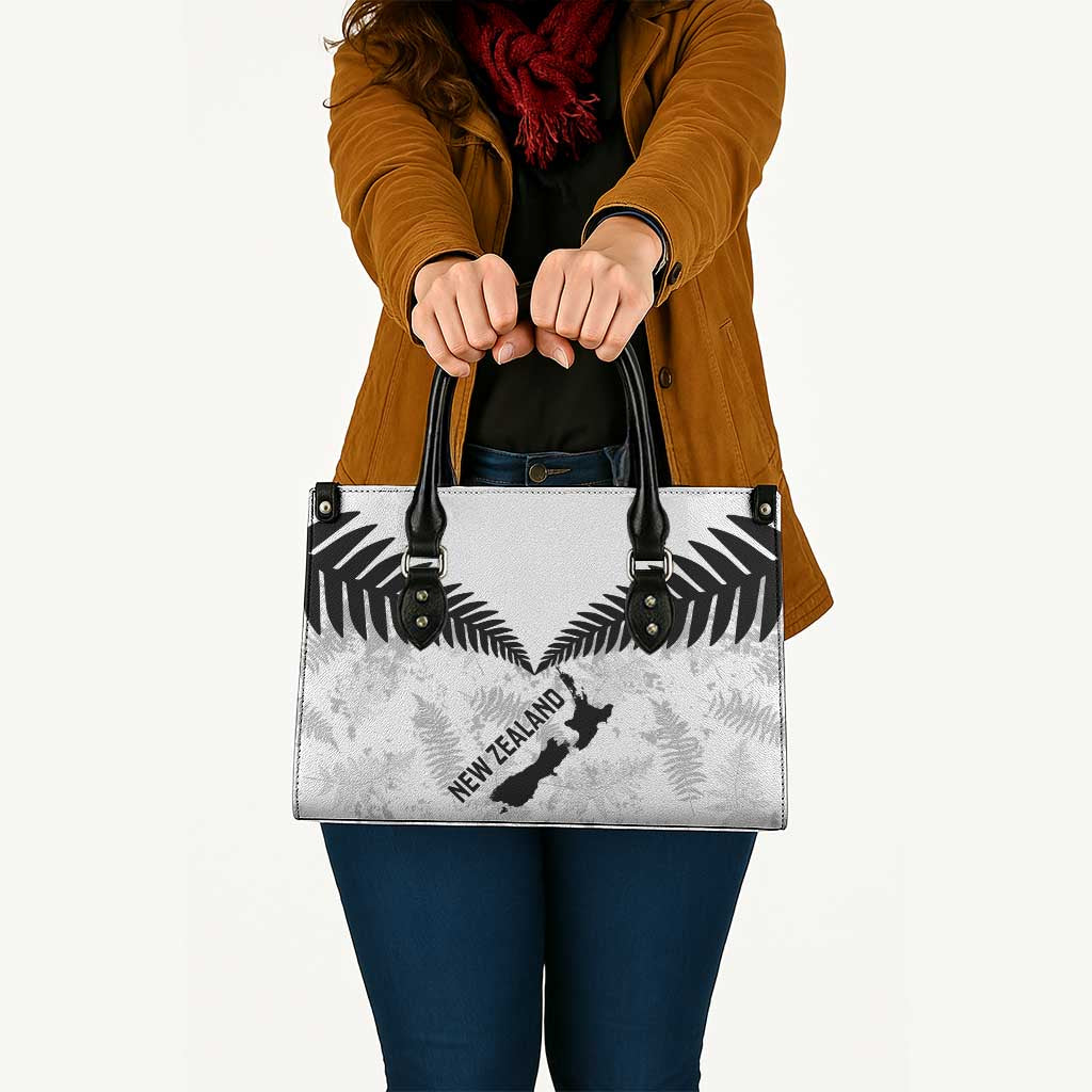 Custom New Zealand Silver Fern Football Leather Bag Go Aotearoa Grunge White - Polynesian Pride