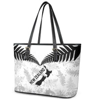 Custom New Zealand Silver Fern Football Leather Tote Bag Go Aotearoa Grunge White LT14 - Polynesian Pride