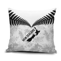 Custom New Zealand Silver Fern Football Pillow Cover Go Aotearoa Grunge White LT14 White - Polynesian Pride