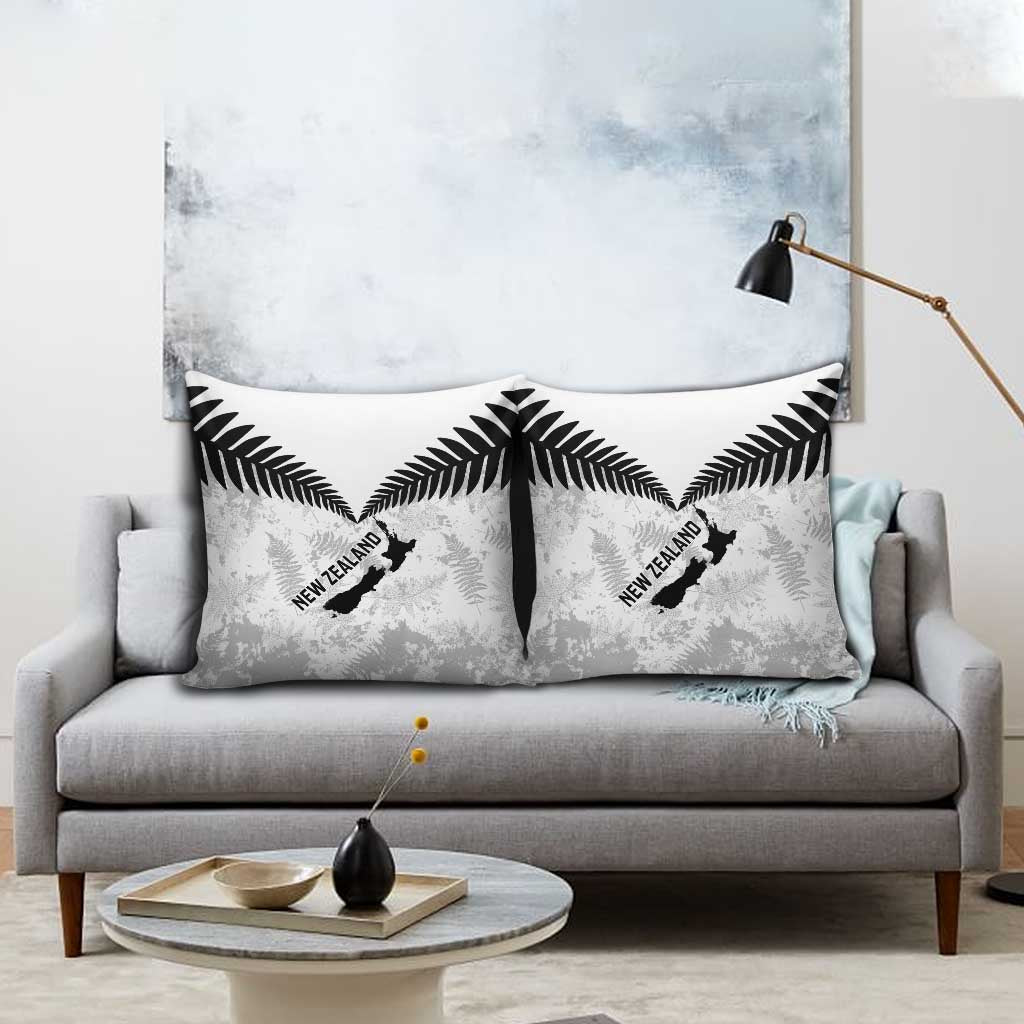 Custom New Zealand Silver Fern Football Pillow Cover Go Aotearoa Grunge White LT14 - Polynesian Pride
