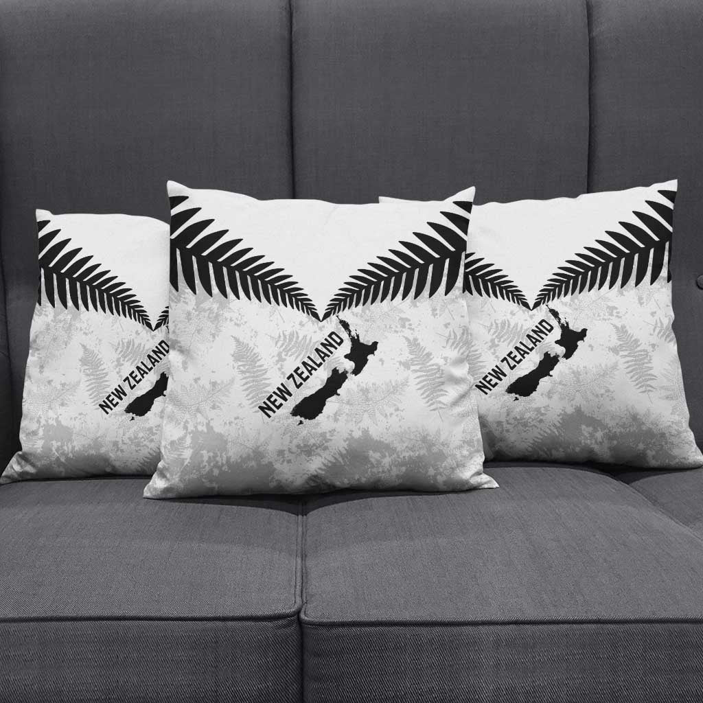 Custom New Zealand Silver Fern Football Pillow Cover Go Aotearoa Grunge White LT14 - Polynesian Pride