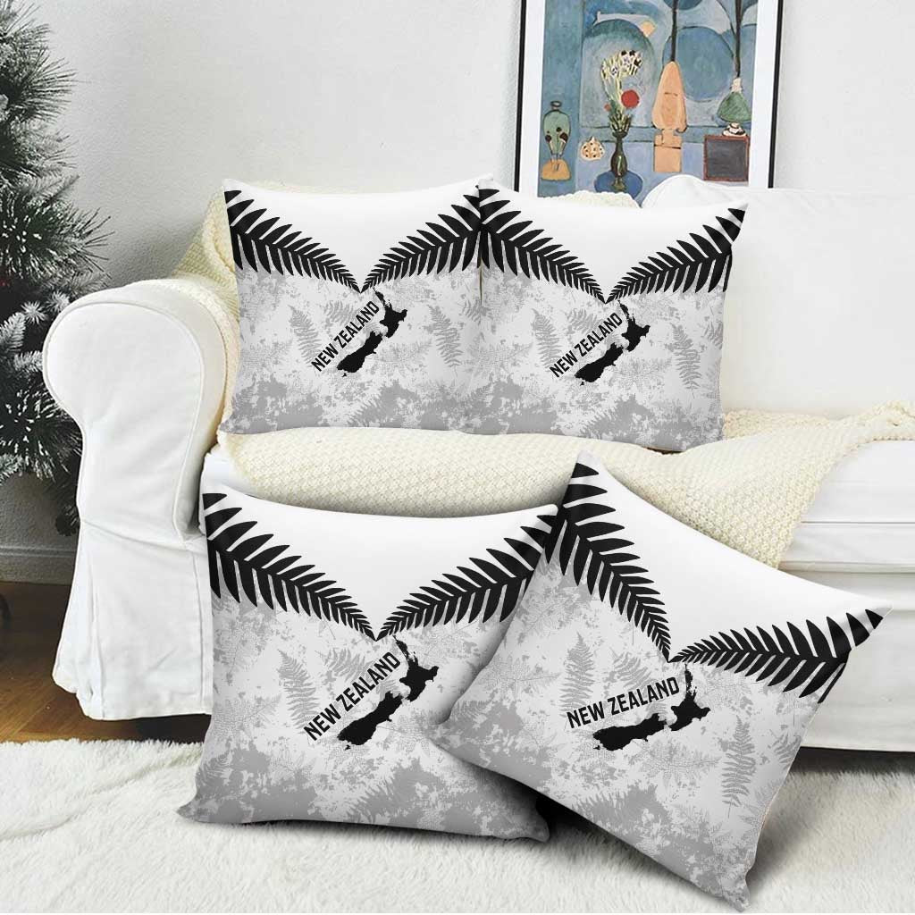 Custom New Zealand Silver Fern Football Pillow Cover Go Aotearoa Grunge White LT14 - Polynesian Pride