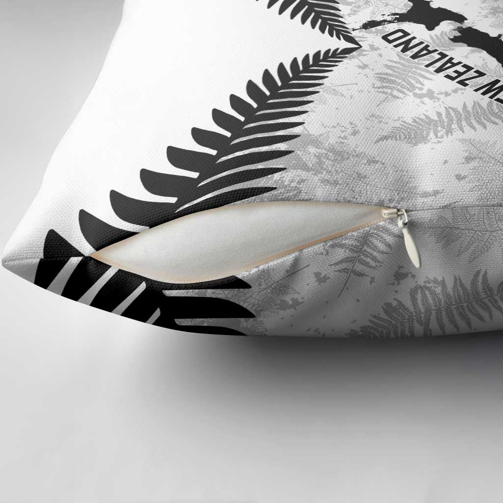 Custom New Zealand Silver Fern Football Pillow Cover Go Aotearoa Grunge White LT14 - Polynesian Pride