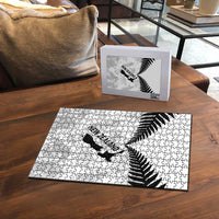 Custom New Zealand Silver Fern Football Puzzle Go Aotearoa Grunge White - Polynesian Pride