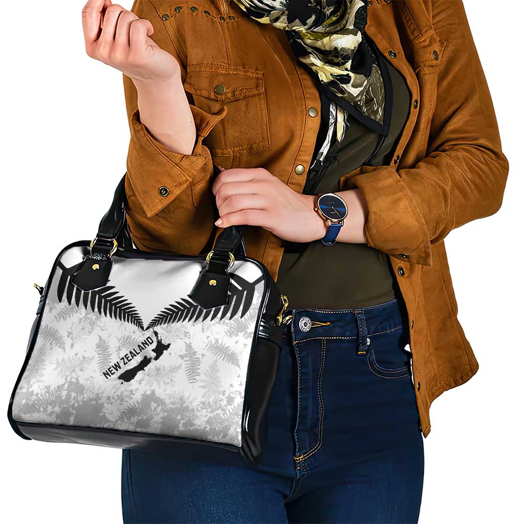 Custom New Zealand Silver Fern Football Shoulder Handbag Go Aotearoa Grunge White LT14 - Polynesian Pride