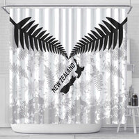 Custom New Zealand Silver Fern Football Shower Curtain Go Aotearoa Grunge White LT14 - Polynesian Pride
