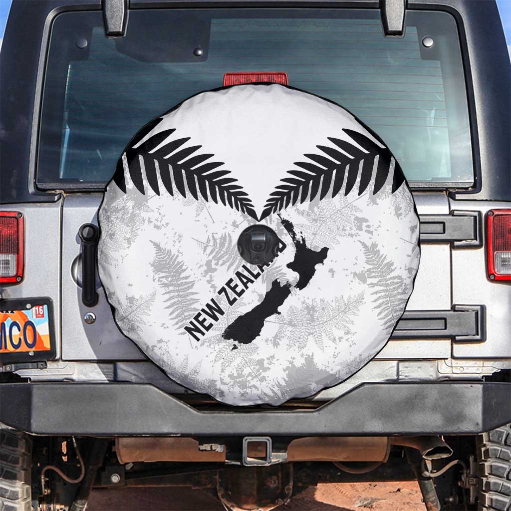Custom New Zealand Silver Fern Football Spare Tire Cover Go Aotearoa Grunge White - Polynesian Pride