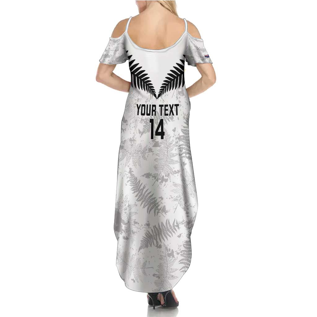 Custom New Zealand Silver Fern Football Summer Maxi Dress Go Aotearoa Grunge White - Polynesian Pride