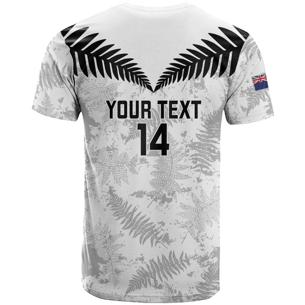 Custom New Zealand Silver Fern Football T Shirt Go Aotearoa Grunge White - Polynesian Pride