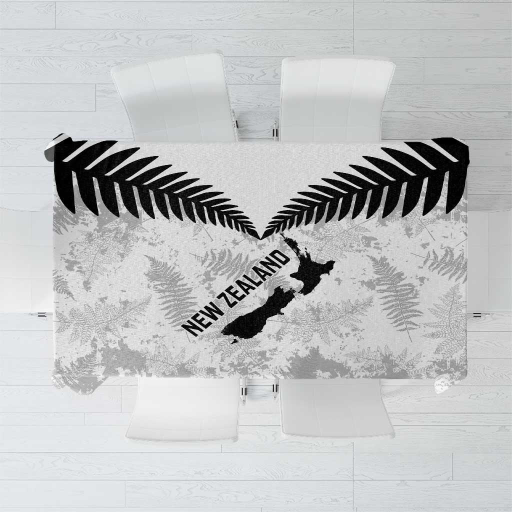 Custom New Zealand Silver Fern Football Tablecloth Go Aotearoa Grunge White LT14 White - Polynesian Pride