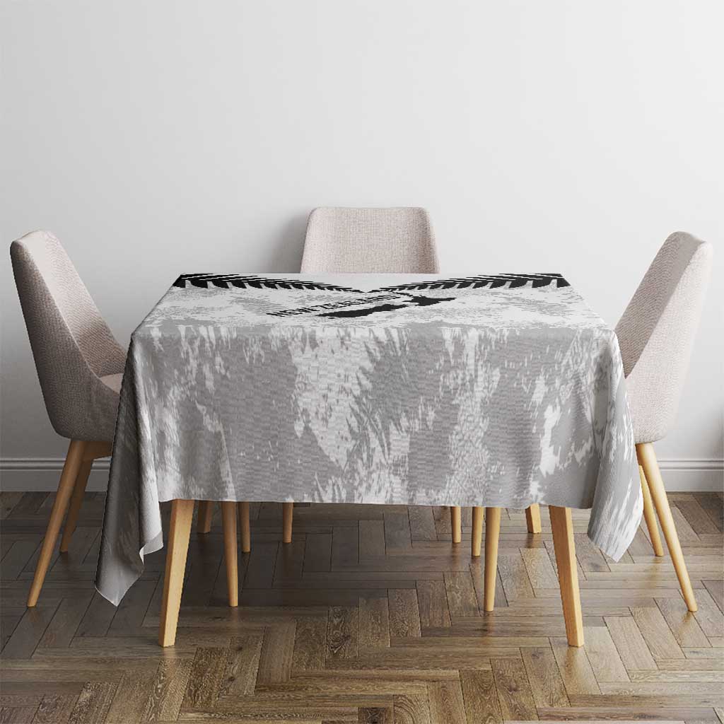 Custom New Zealand Silver Fern Football Tablecloth Go Aotearoa Grunge White LT14 - Polynesian Pride