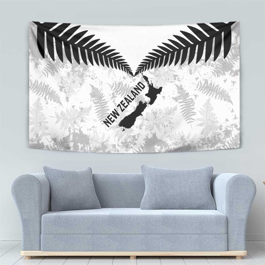 Custom New Zealand Silver Fern Football Tapestry Go Aotearoa Grunge White LT14 - Polynesian Pride