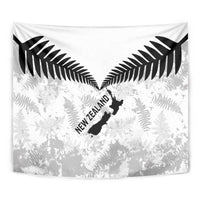 Custom New Zealand Silver Fern Football Tapestry Go Aotearoa Grunge White LT14 - Polynesian Pride
