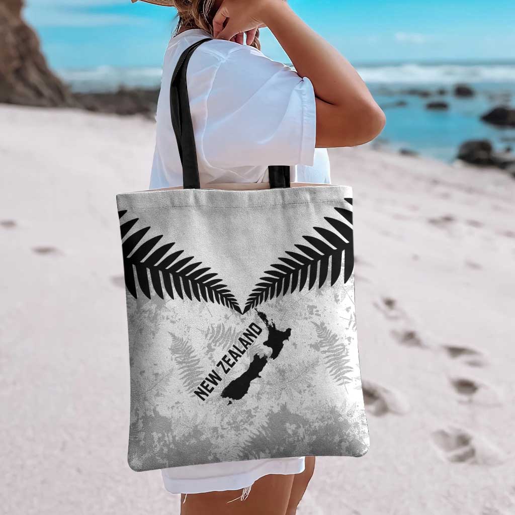 Custom New Zealand Silver Fern Football Tote Bag Go Aotearoa Grunge White - Polynesian Pride
