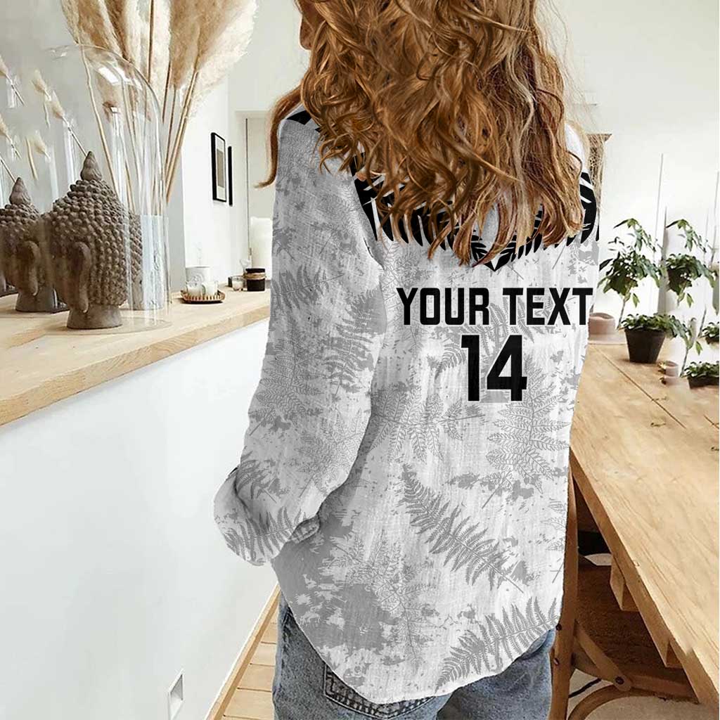 Custom New Zealand Silver Fern Football Women Casual Shirt Go Aotearoa Grunge White LT14 - Polynesian Pride