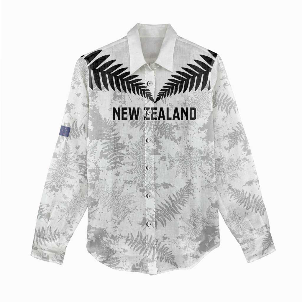 Custom New Zealand Silver Fern Football Women Casual Shirt Go Aotearoa Grunge White LT14 - Polynesian Pride