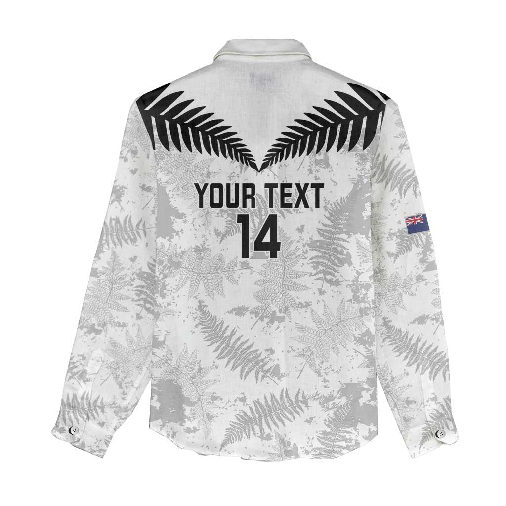 Custom New Zealand Silver Fern Football Women Casual Shirt Go Aotearoa Grunge White LT14 - Polynesian Pride