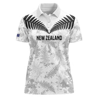Custom New Zealand Silver Fern Football Women Polo Shirt Go Aotearoa Grunge White LT14 Female White - Polynesian Pride