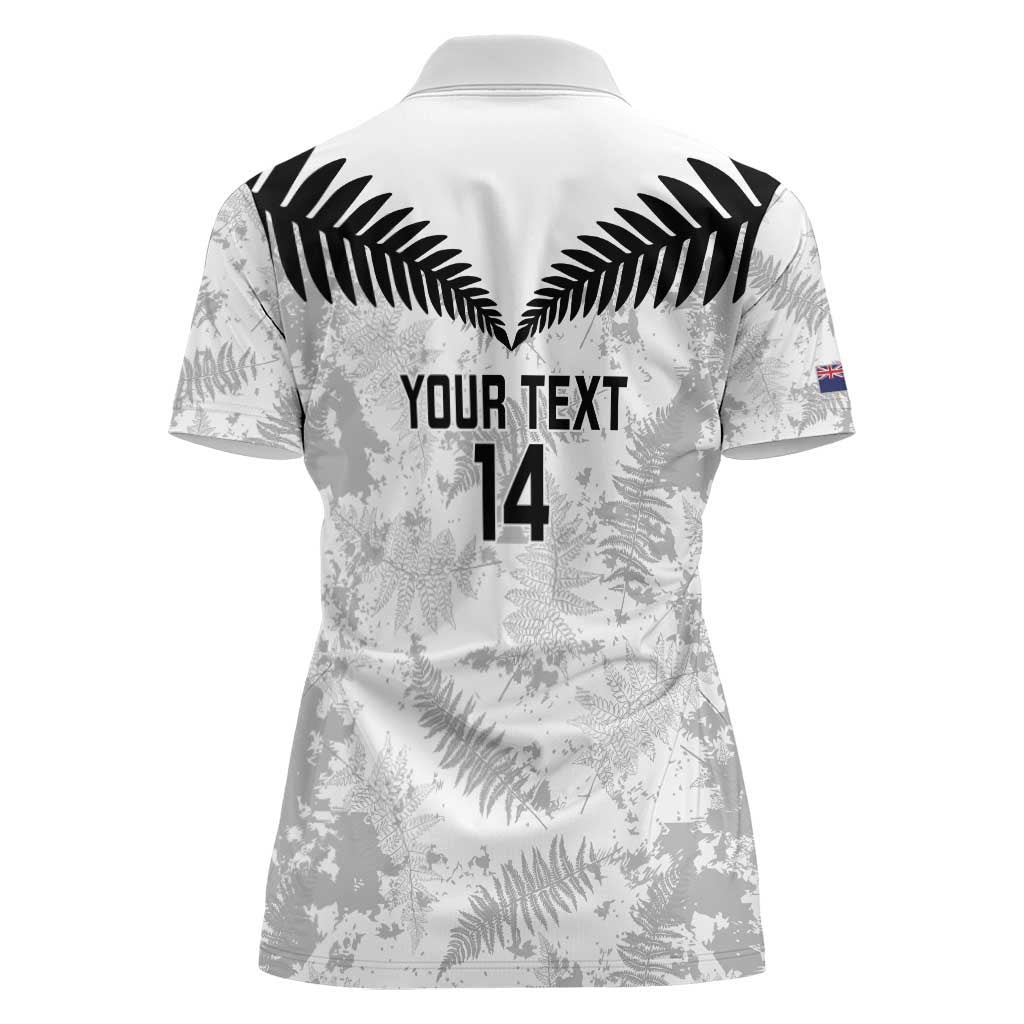 Custom New Zealand Silver Fern Football Women Polo Shirt Go Aotearoa Grunge White LT14 - Polynesian Pride
