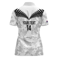 Custom New Zealand Silver Fern Football Women Polo Shirt Go Aotearoa Grunge White LT14 - Polynesian Pride