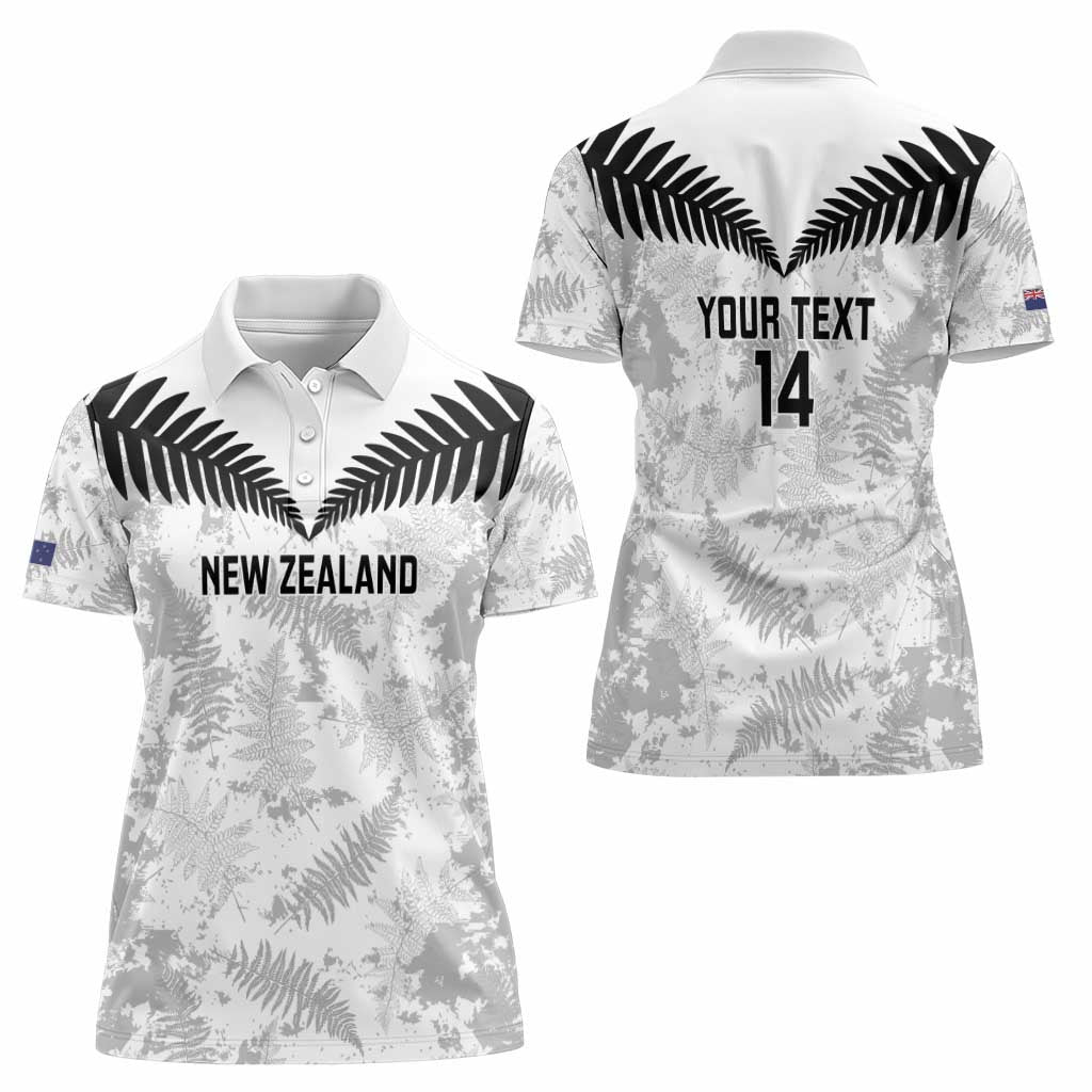 Custom New Zealand Silver Fern Football Women Polo Shirt Go Aotearoa Grunge White LT14 - Polynesian Pride