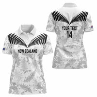 Custom New Zealand Silver Fern Football Women Polo Shirt Go Aotearoa Grunge White LT14 - Polynesian Pride