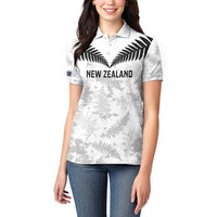 Custom New Zealand Silver Fern Football Women Polo Shirt Go Aotearoa Grunge White LT14 - Polynesian Pride