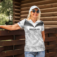 Custom New Zealand Silver Fern Football Women Polo Shirt Go Aotearoa Grunge White LT14 - Polynesian Pride