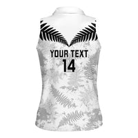 Custom New Zealand Silver Fern Football Women Sleeveless Polo Shirt Go Aotearoa Grunge White LT14 - Polynesian Pride