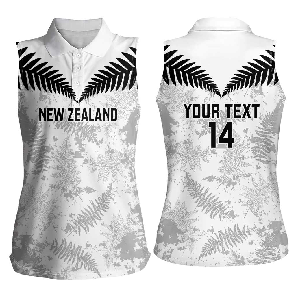 Custom New Zealand Silver Fern Football Women Sleeveless Polo Shirt Go Aotearoa Grunge White LT14 - Polynesian Pride