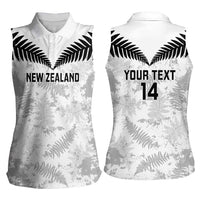 Custom New Zealand Silver Fern Football Women Sleeveless Polo Shirt Go Aotearoa Grunge White LT14 - Polynesian Pride
