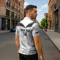 Custom New Zealand Silver Fern Football Zipper Polo Shirt Go Aotearoa Grunge White LT14 - Polynesian Pride