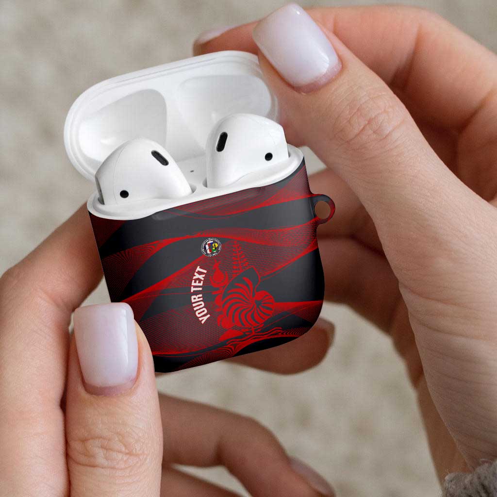 Custom New Caledonia Football AirPods Case Allez Les Cagous Grey Version - Polynesian Pride