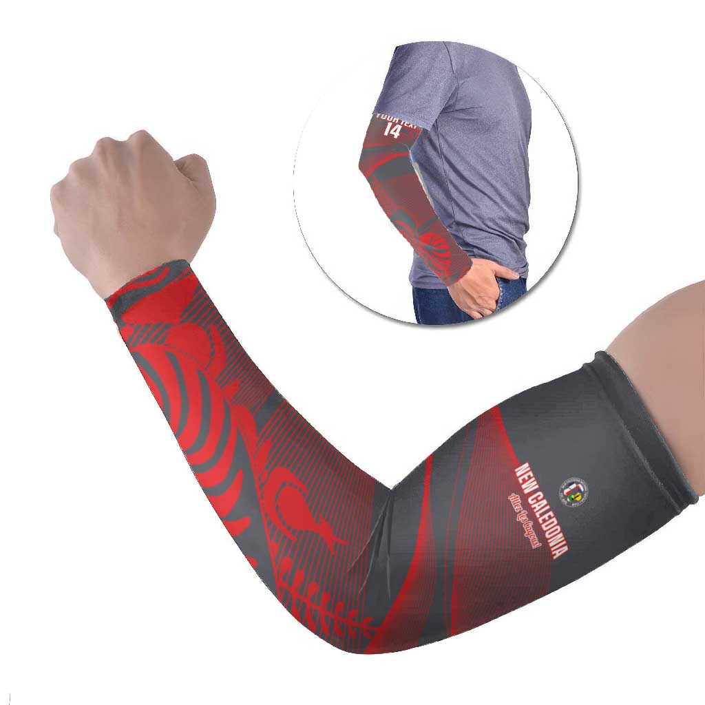 Custom New Caledonia Football Arm Sleeves Allez Les Cagous Grey Version - Polynesian Pride
