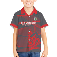 Custom New Caledonia Football Family Matching Long Sleeve Bodycon Dress and Hawaiian Shirt Allez Les Cagous Grey Version LT14 Son's Shirt Grey - Polynesian Pride