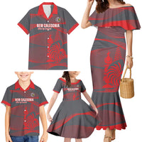 Custom New Caledonia Football Family Matching Mermaid Dress and Hawaiian Shirt Allez Les Cagous Grey Version LT14 - Polynesian Pride