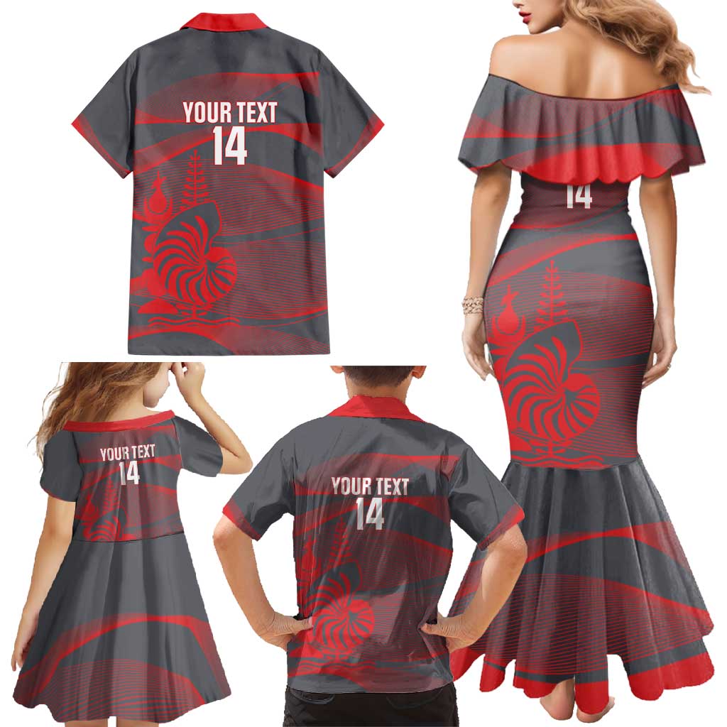 Custom New Caledonia Football Family Matching Mermaid Dress and Hawaiian Shirt Allez Les Cagous Grey Version LT14 - Polynesian Pride