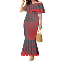 Custom New Caledonia Football Family Matching Mermaid Dress and Hawaiian Shirt Allez Les Cagous Grey Version LT14 Mom's Dress Grey - Polynesian Pride