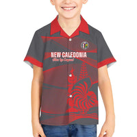 Custom New Caledonia Football Family Matching Short Sleeve Bodycon Dress and Hawaiian Shirt Allez Les Cagous Grey Version LT14 Son's Shirt Grey - Polynesian Pride