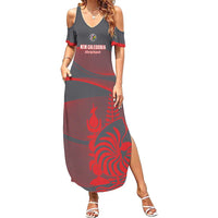 Custom New Caledonia Football Family Matching Summer Maxi Dress and Hawaiian Shirt Allez Les Cagous Grey Version - Polynesian Pride