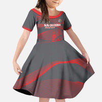 Custom New Caledonia Football Family Matching Tank Maxi Dress and Hawaiian Shirt Allez Les Cagous Grey Version LT14 Daughter's Dress Grey - Polynesian Pride