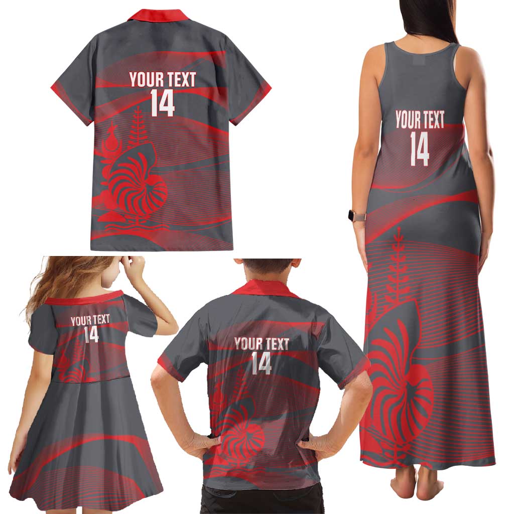 Custom New Caledonia Football Family Matching Tank Maxi Dress and Hawaiian Shirt Allez Les Cagous Grey Version LT14 - Polynesian Pride