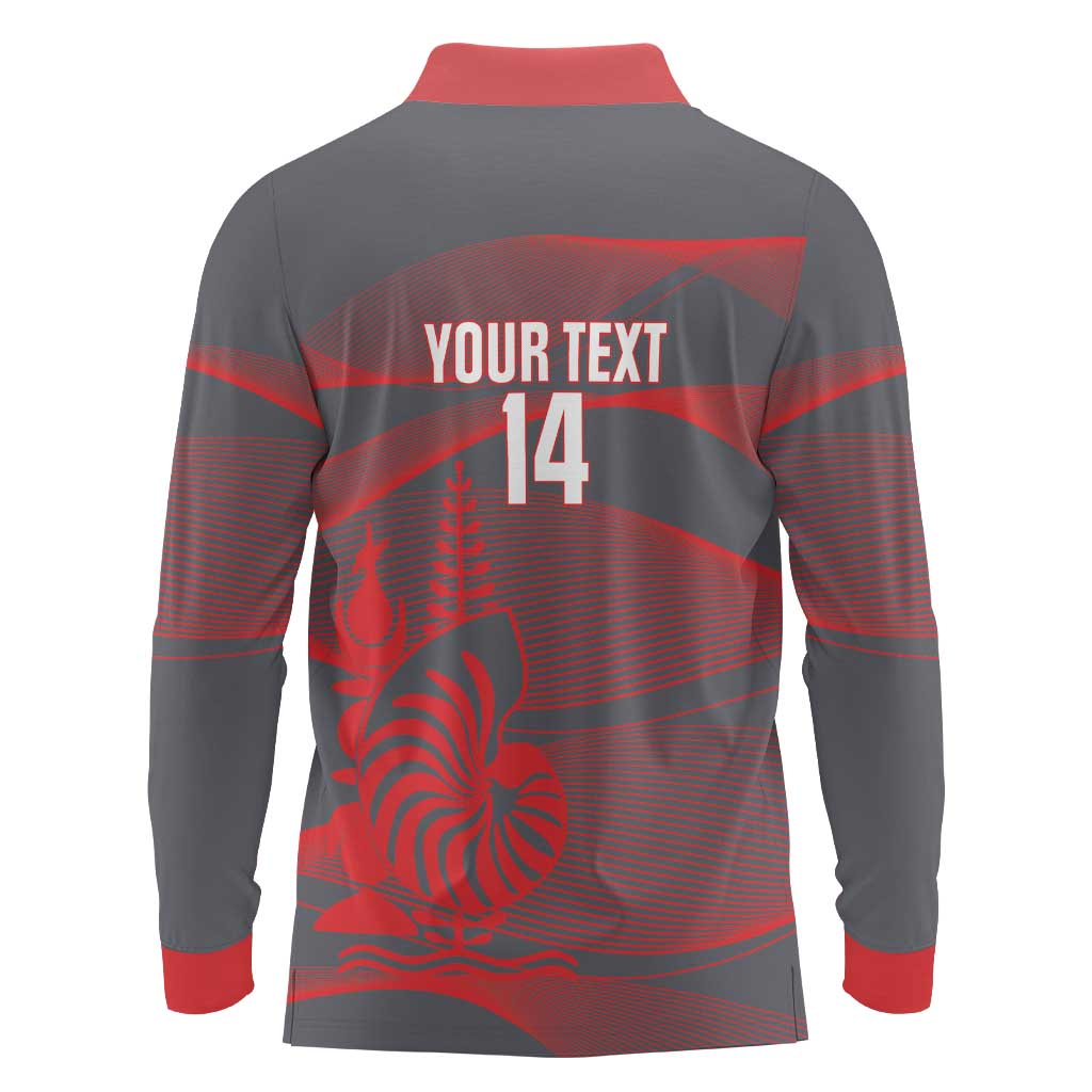 Custom New Caledonia Football Long Sleeve Polo Shirt Allez Les Cagous Grey Version LT14 - Polynesian Pride