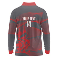 Custom New Caledonia Football Long Sleeve Polo Shirt Allez Les Cagous Grey Version LT14 - Polynesian Pride