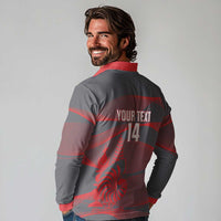 Custom New Caledonia Football Long Sleeve Polo Shirt Allez Les Cagous Grey Version LT14 - Polynesian Pride