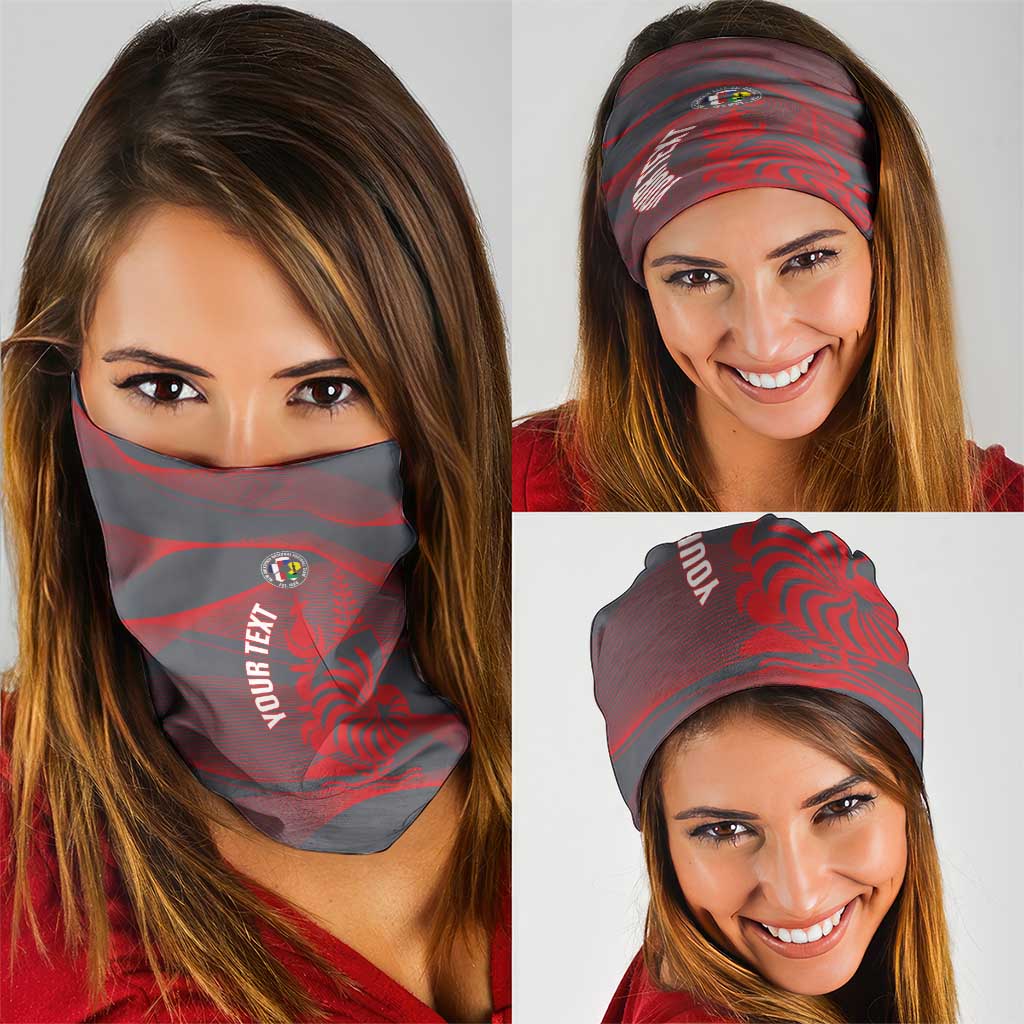 Custom New Caledonia Football Neck Gaiter Allez Les Cagous Grey Version - Polynesian Pride