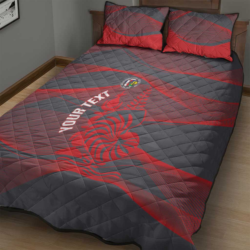 Custom New Caledonia Football Quilt Bed Set Allez Les Cagous Grey Version - Polynesian Pride