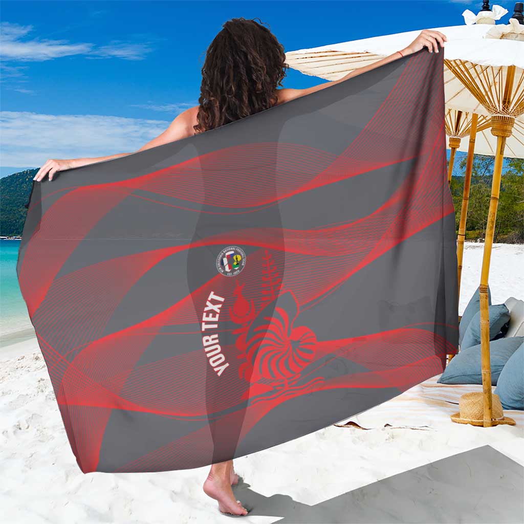 Custom New Caledonia Football Sarong Allez Les Cagous Grey Version LT14 One Size 44 x 66 inches Grey - Polynesian Pride