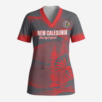 Custom New Caledonia Football Scrub Top Allez Les Cagous Grey Version - Polynesian Pride